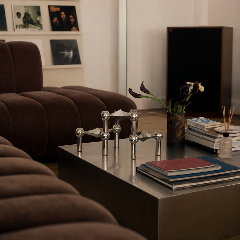 Chrome Molecular Structure Taper Candle Holder