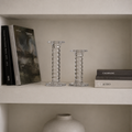 Ribbed Glass Candle Holder Set